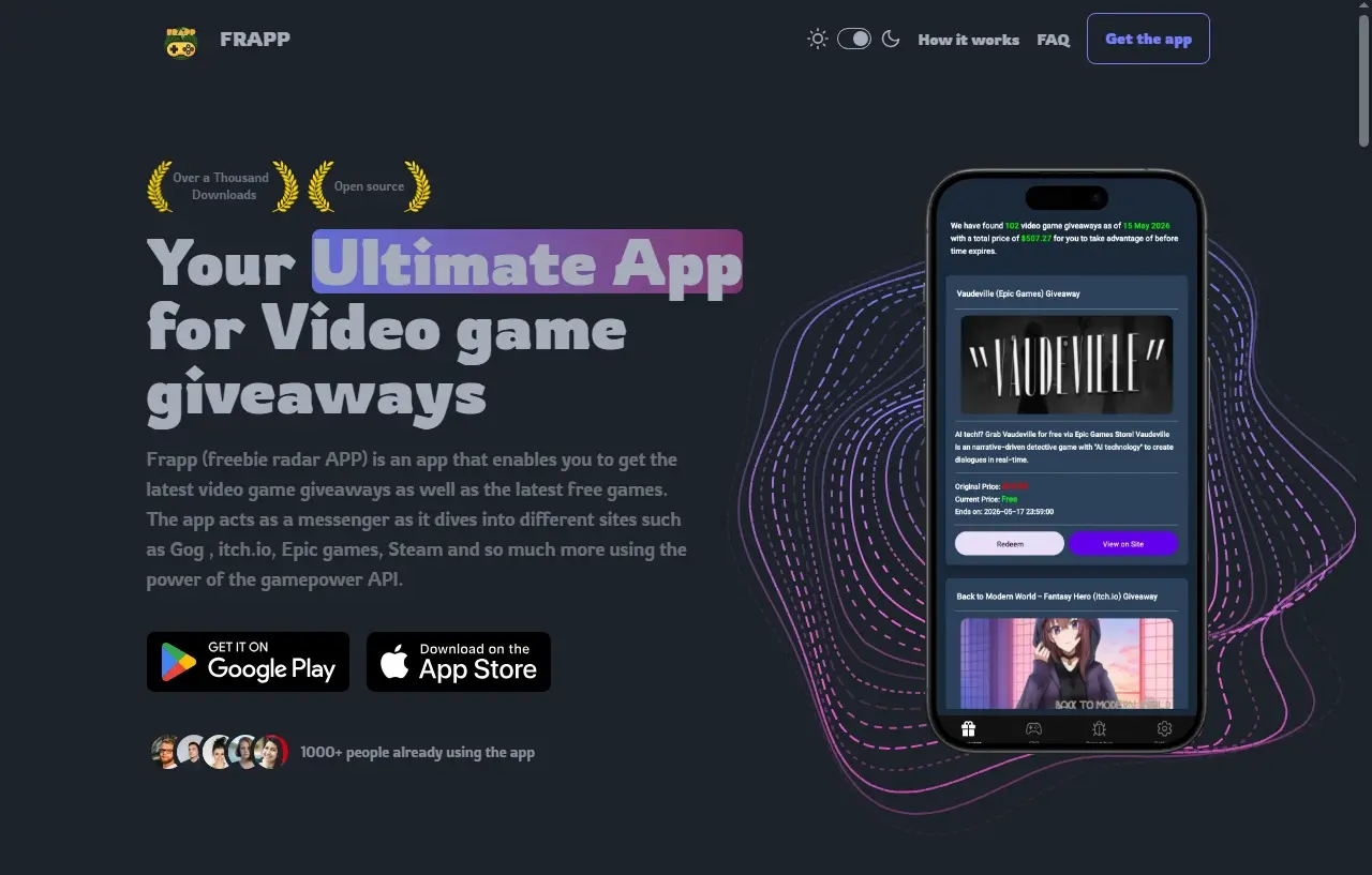 Frapp Mobile App — Get video game giveaways